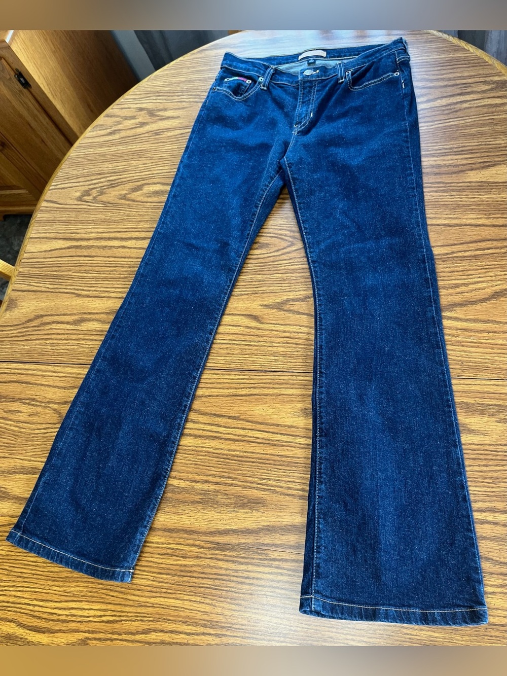 Tommy Hilfiger Y2K Hipster Flare Dark Wash Blue Jeans Size 9